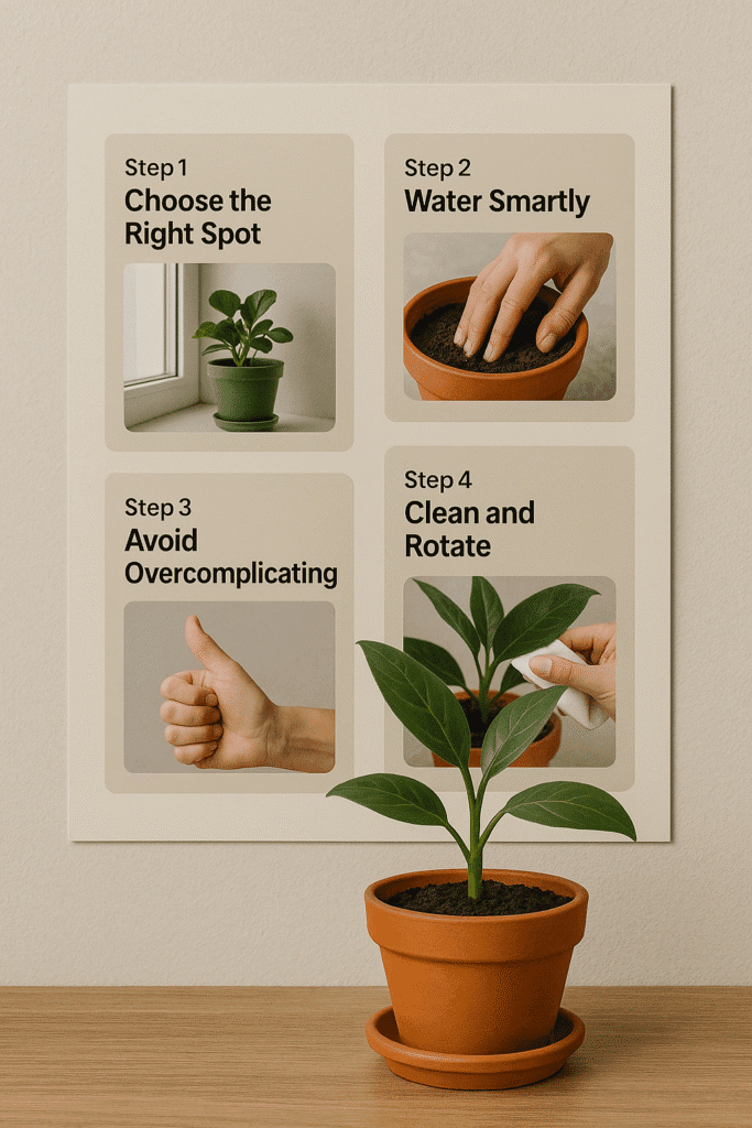 step-by-step care guide for indoor plants with real photos